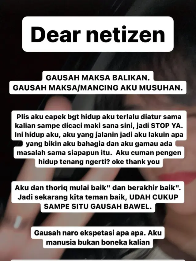 Klarifikasi Fuji. (Foto: Dok. Instagram @fuji_an)