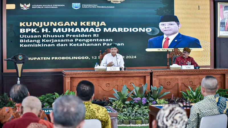 Utusan Khusus Presiden (UKP) Bidang Kerja Sama Pengentasan Kemiskinan dan Ketahanan Pangan Muhamad Mardiono melakukan kunjungan kerja ke Pemerintah Kabupaten Probolinggo, Jawa Timur, Kamis (12/9/2024) (Istimewa)