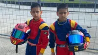 Pembalap kembar cilik Rasyad dan Risyad Halibi tampil di kejurnas Karting (istimewa)