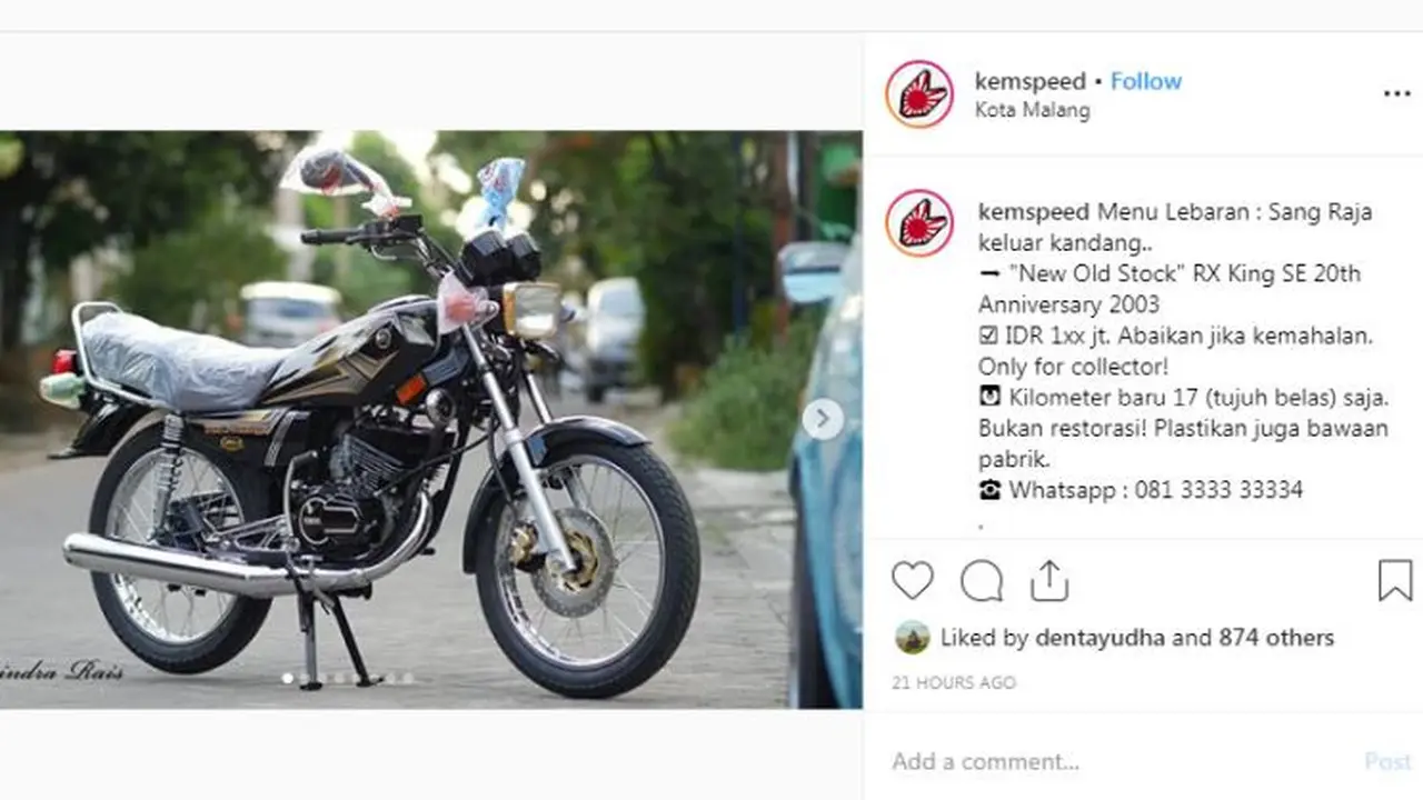Yamaha RX King Edisi Spesial 20 Tahun Dijual Rp 100 Juta (Foto: Armindra Rais)