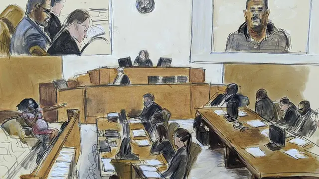 Sketsa persidangan R. Kelly. (Elizabeth Williams via AP)
