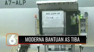 Indonesia kembali kedatangan vaksin Covid-19, Kamis sore (15/7). Vaksin yang tiba adalah vaksin Moderna sebanyak 1,5 juta dosis lebih. Vaksin Moderna ini merupakan dukungan kerja sama dengan Amerika Serikat melalui jalur multilateral covax facility.