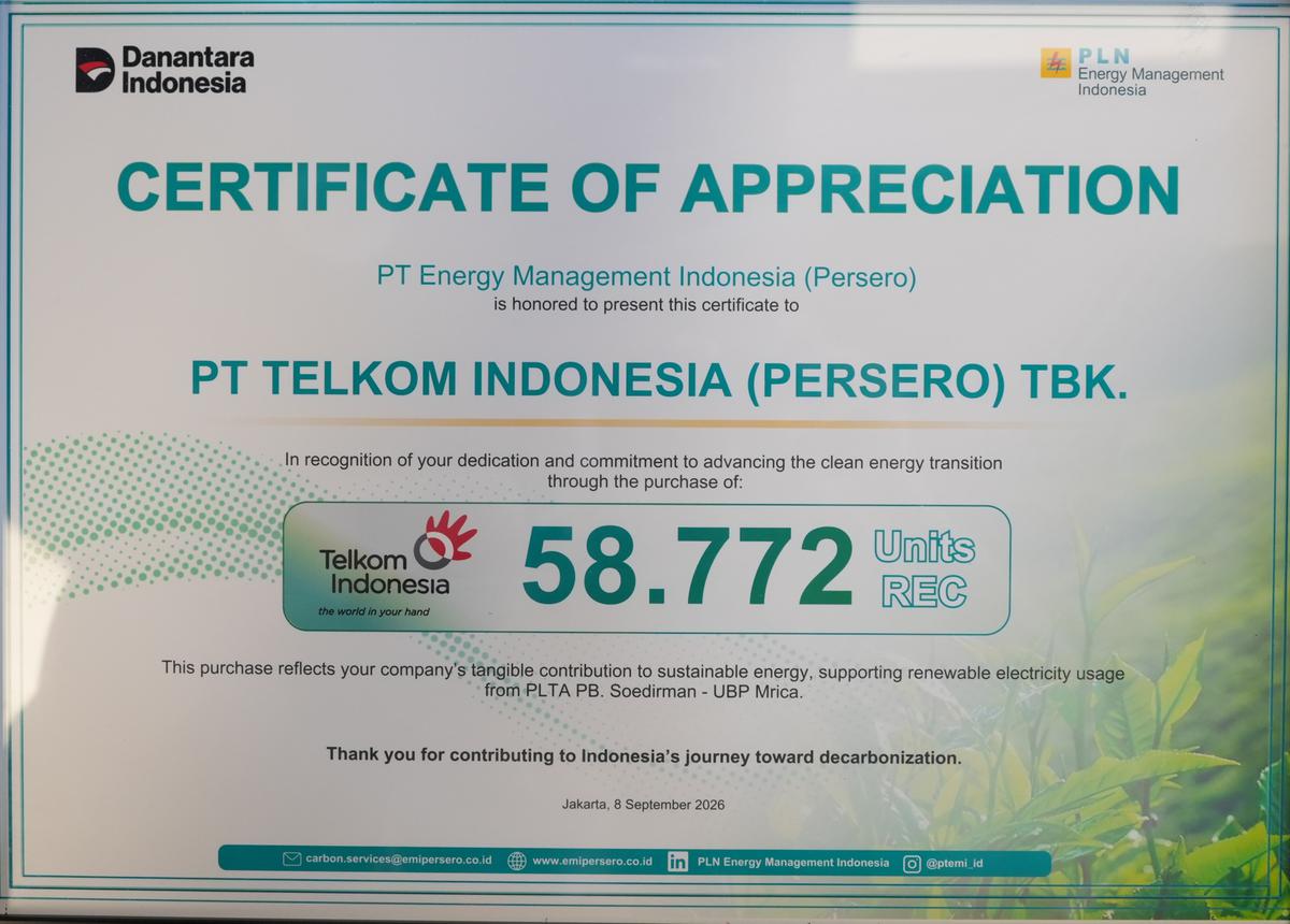 Menuju Net Zero Emission 2060, Telkom Pacu Dekarbonisasi dan Pemanfaatan Energi Bersih
