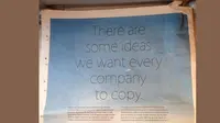 Apple sentil Samsung lewat iklan satu halaman penuh di koran (sumber : Phone Arena)