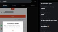 Aplikasi Shopee Error Trending Topic di Twitter. Dok: Tangkapan layar Twitter