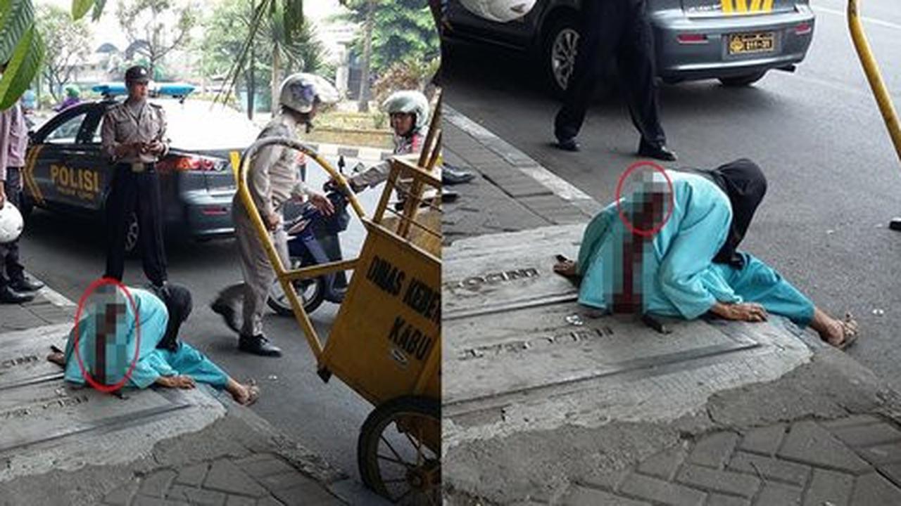 Seram, nenek ini berjalan dengan pisau menancap di punggungnya