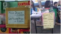 Penulisan Harga Nyeleneh. (Sumber: 1cak.com dan Instagram/kebebasanrakyat)