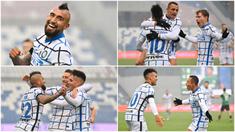 Kebahagiaan terpancar dari pemain Inter Milan usai berhasil menang telak atas tuan rumah Sassuolo pada laga Liga Italia. Pada laga tersebut il Nerazzurri menang tiga gol tanpa balas.