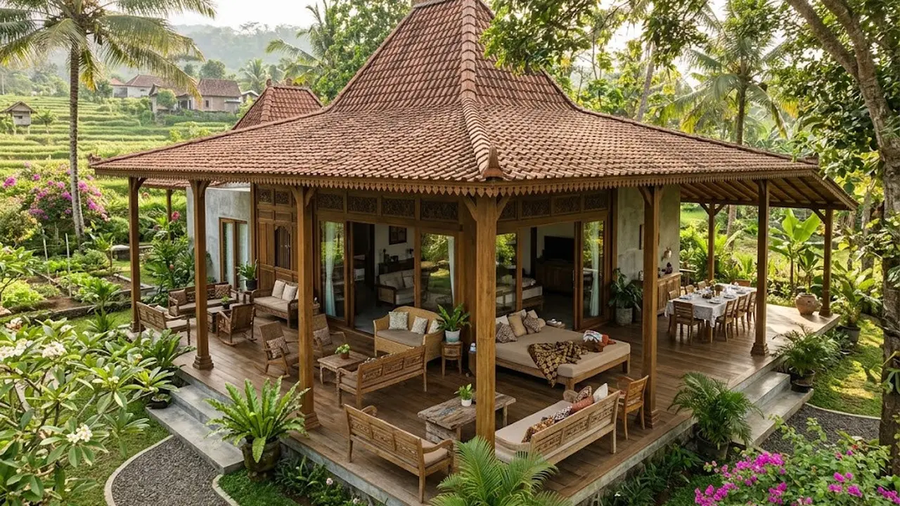 Rumah Kampung dengan Serambi Luas untuk Tempat Berkumpul Keluarga