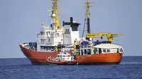 Kapal Aquarius, kapal swasta untuk misi penyelamatan imigran di Laut Mediterania (AP)