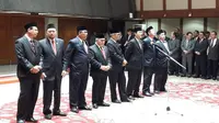 Pejabat Pemprov DKI Jakarta yang dilantik Gubernur Anies Baswedan, Rabu (10/1/2018). (Liputan6.com/Delvira Chaerani Hutabarat)