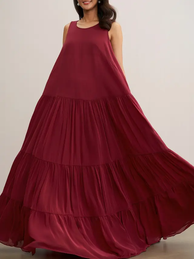 Baju Pesta Maxi Formal Bahan Crepe