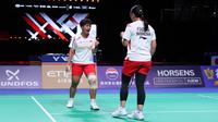 Ganda putri Indonesia Febriana Dwipuji Kusuma/Meilysa Trias Puspitasari.mengalahkan pasangan Kanada Jackie Dent/Crystal Lai pada partai keddua Grup C Piala Uber 2026 di Forum Horsens, Denmark, Sabtu (25/4) malam. Skor sementara imbang 1-1. (foto: PBSI)