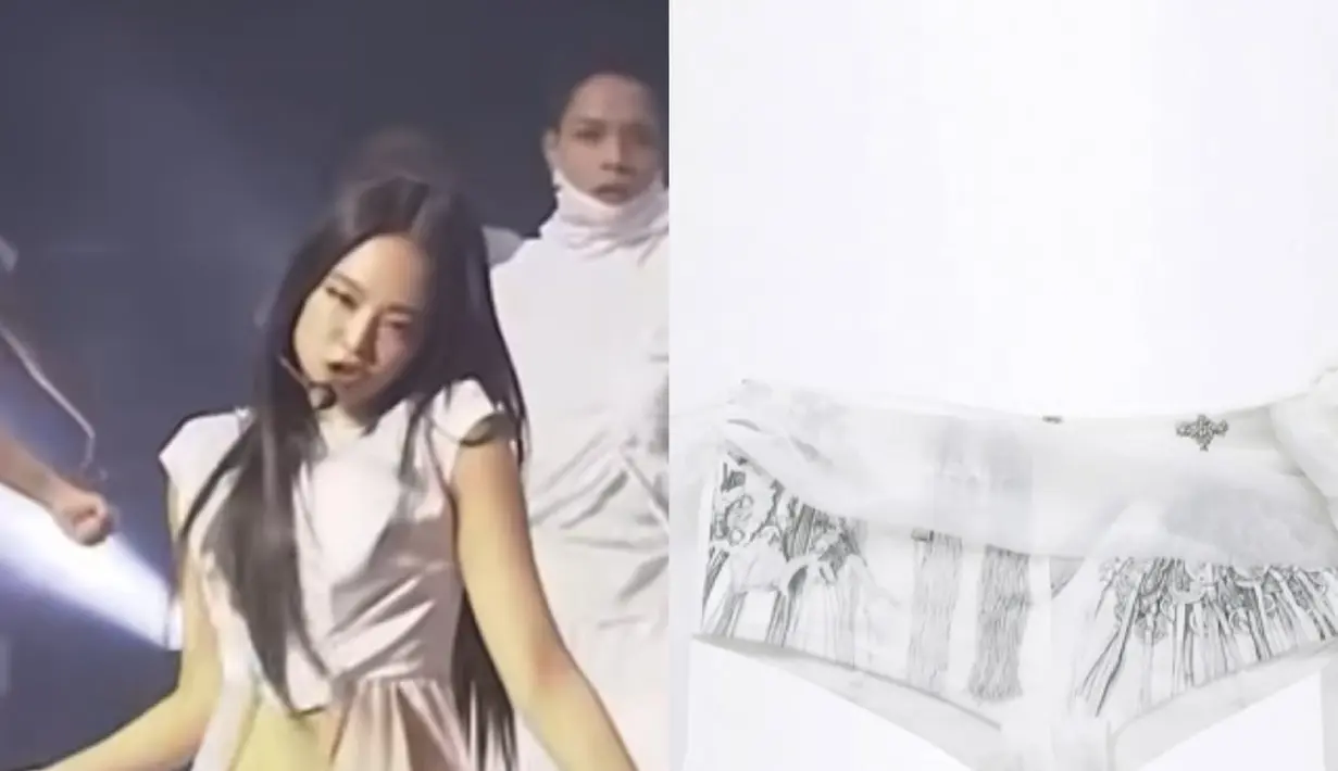 Begitu juga dengan celana pendek yang dikenakan memiliki motif seperti koin bertali khas Korea. Celana juga dihiasi kain putih tipis diikat khas Hanbok. [@leje.official]