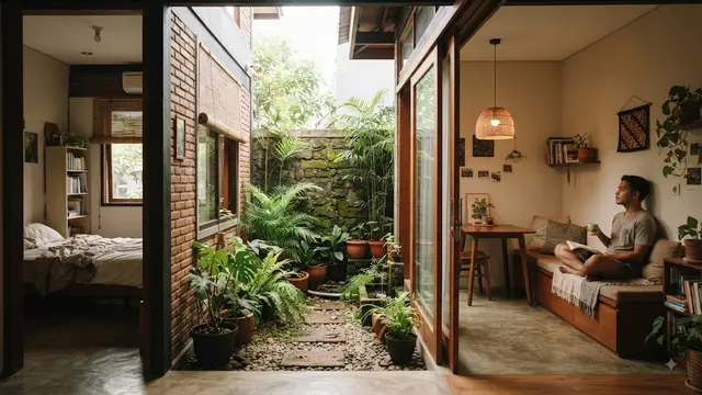 Desain rumah mungil untuk pekerja lajang introvert model inner court
