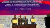PT Medco Energi Internasional Tbk (MedcoEnergi) dan PT PLN (Persero) menandatangani nota kesepahaman (MoU) studi pengembangan sumber energi terbarukan. (Dok Medco)