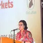 Menteri Keuangan Sri Mulyani memberikan sambutan pada acara Global Markets Award Ceremony di Nusa Dua Bali, Sabtu (13/10). Sri Mulyani meraih penghargaan  sebagai Menteri Keuangan Of The Years 2018. (Liputan6.com/Angga Yuniar)