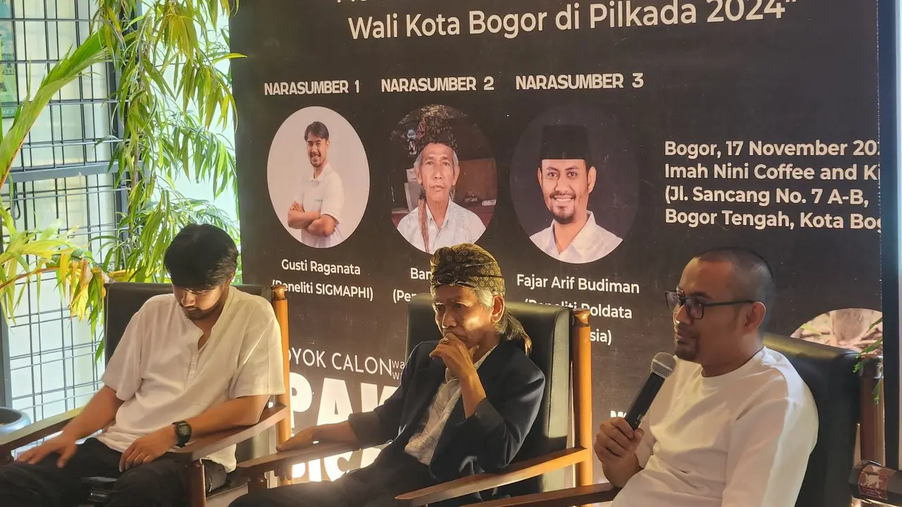 Lembaga survei politik Poldata Indonesia, mengungkapkan hasil survei elektabilitas terkini calon Wali Kota dan Wakil Wali Kota di Pilkada Kota Bogor 2024. (Istimewa)