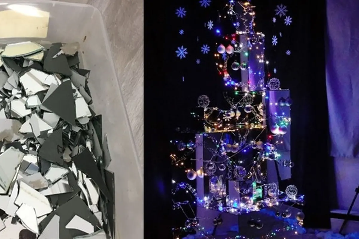 Pasangan Ini Buat Pohon Natal dari Pecahan Kaca, 6 Potretnya Bikin Takjub