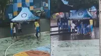 Viral Video Siswa Pakai Tenda untuk Payung Bersama Ini Bikin Geleng Kepala