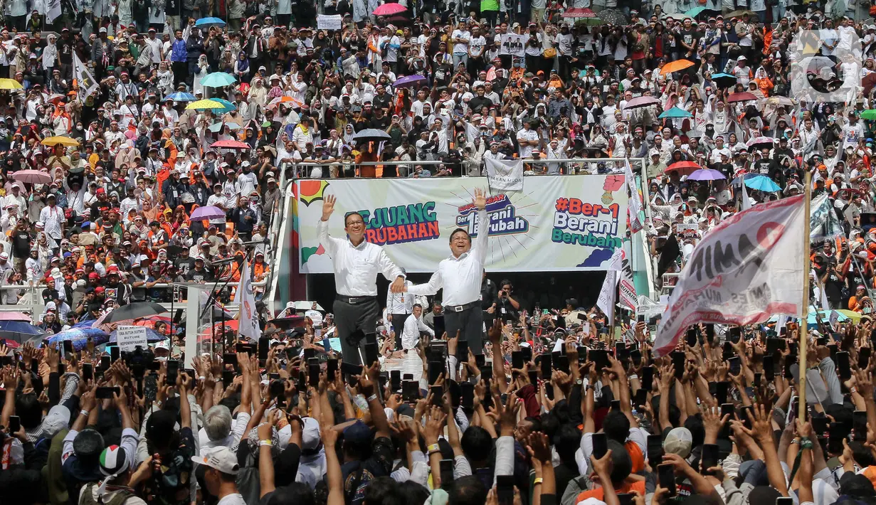 <p>Kampanye akbar AMIN mengambil tema &ldquo;Kumpul Akbar Ber1 Berani Berubah&rdquo;. (Liputan6.com/Herman Zakharia)</p>