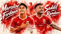 Cover Timnas Indonesia - Marselino Ferdinan dan Saddil Ramdani. (Bola.com/Gregah Nurikhsani/AI-Generated Image)