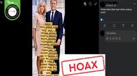 Gambar tangkapan layar kabar tentang Presiden Prancis Emmanuel Macron menikahi ayahnya sendiri yang merupakan seorang transgender. (sumber: Facebook)