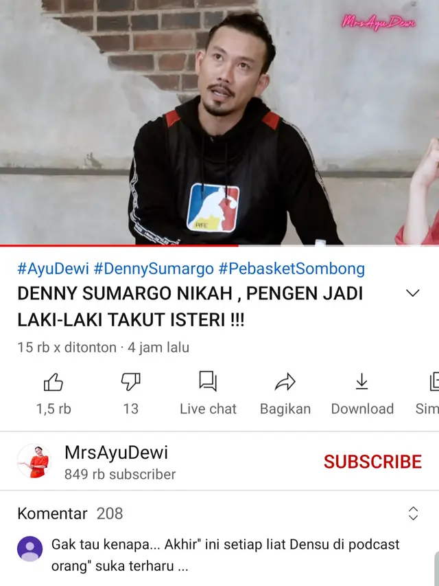 Denny Sumargo di konten Ayu Dewi. (Foto: YouTube MrsAyuDewi)