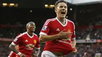 Ander Herrera selebrasi gol ke gawang Liverpool (Reuters / Carl Recine)