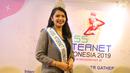 Miss Internet Indonesia 2018 Nathasya Juli Silaen berpose saat Media & Influencer Gathering Miss Internet 2019 di Go Works Setiabudi, Jakarta Selatan, Rabu (19/9/2019). Miss Internet 2019 kembali digelar untuk mengkampanyaken internet positif kepada masyarakat. (Liputan6.com/Angga Yuniar)