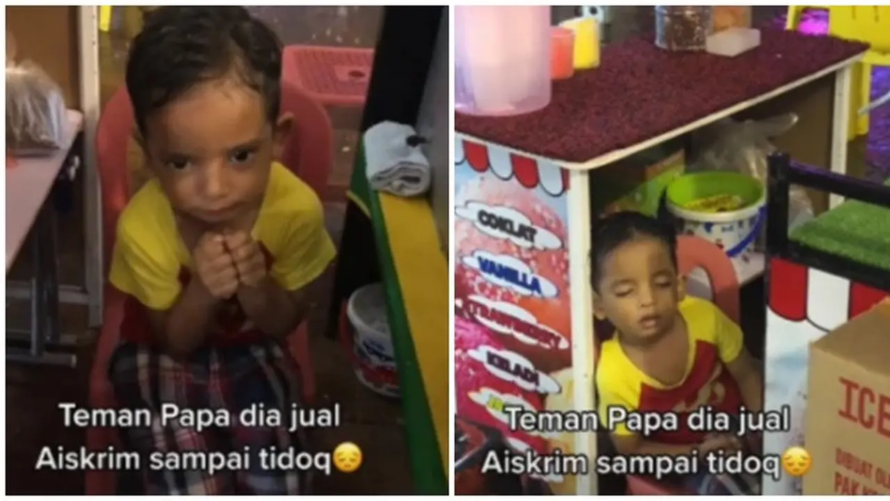 Kisah Haru Bocah Temani Ayah Jualan Es Krim, Tertidur Kedinginan saat Hujan