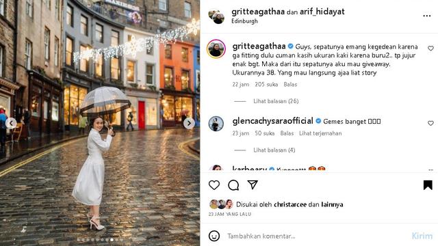 Gritte Agatha dan Arif Hidayat Prewedding di Edinburgh, Skotlandia (Foto: sweet.escape via Instagram gritteagathaa)