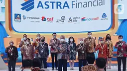 Booth Astra Financial & Logistic GIIAS 2021 secara resmi dibuka pada pameran GIIAS 2021 di ICE BSD, Tangerang Kamis (11/11/2021). Tujuh Lembaga menawarkan promo unggulan diantaranya suku bunga yang rendah dan program yang menarik. (Liputan6.com/HO/Astra Financial)