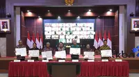 Seluruh pimpinan Badan Kependudukan Nasional dan Keluarga Berencana (BKKBN), mulai dari kepala, Pejabat Pimpinan Tinggi Madya (PTM) dan Pejabat Pimpinan Tinggi Pratama (PTP) menandatangani Perjanjian Kinerja (PK) Tahun Anggaran 2024 di Auditorium BKKBN Pusat Jakarta, Rabu (20/12/2023) (Istimewa)