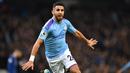 2. Riyad Mahrez - Riyad Mahrez adalah bintang di Manchester City dan menjadi satu di antara daftar pemain termahal di klub. Kemungkinan besar Riyad Mahrez juga akan pergi demi untuk bisa mengangkat trofi Liga Champions. (AFP/Paul Ellis)