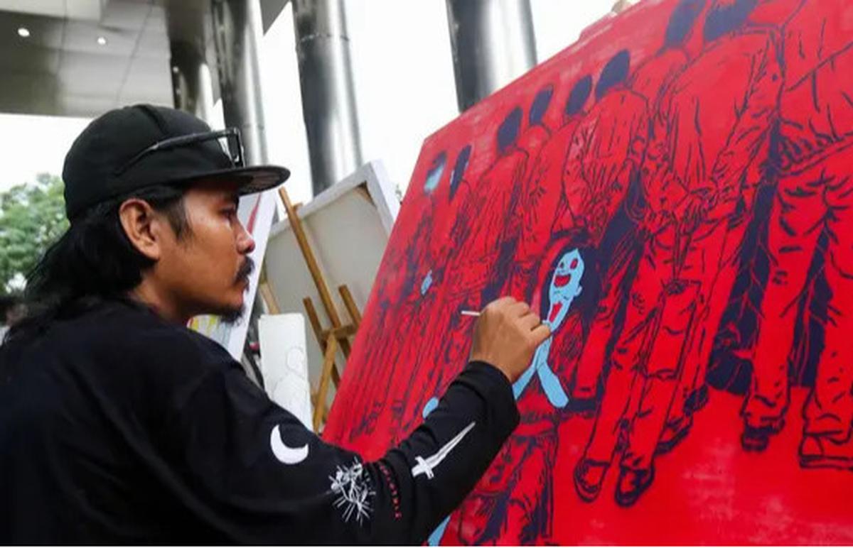 Melalui Guratan Kuas, 20 Seniman Lukis Tumpahkan Kritik Perilaku Korup