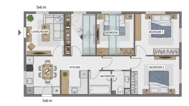Contoh Rumah Kecil Ukuran 5x6 Meter Bisa 2 Kamar