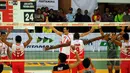 Tim putra Jakarta Pertamina Energy sukses membungkam Jakarta BNI 46 di Pertamina Proliga 2015, Dome Sport Balikpapan, (7/2/2015). Jakarta Pertamina Energy unggul 3 set langsung. (Liputan6.com/Helmi Fithriansyah)