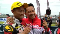 Pebalap Astra Honda Racing Team, Rheza Danica Ahrens, masih berpeluang memperbaiki posisi di klasemen ARRC 2017 kelas AP 250. (Bola.com/Muhammad Wirawan Kusuma)