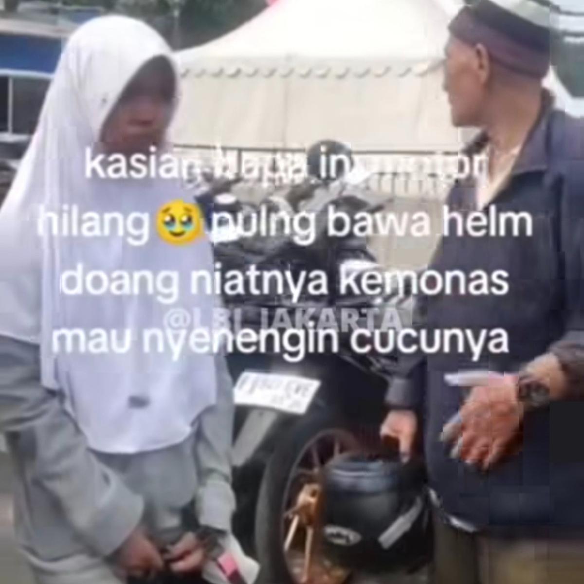 Viral Lansia & Cucunya Kebingungan Motor Hilang saat Nonton HUT TNI di Monas