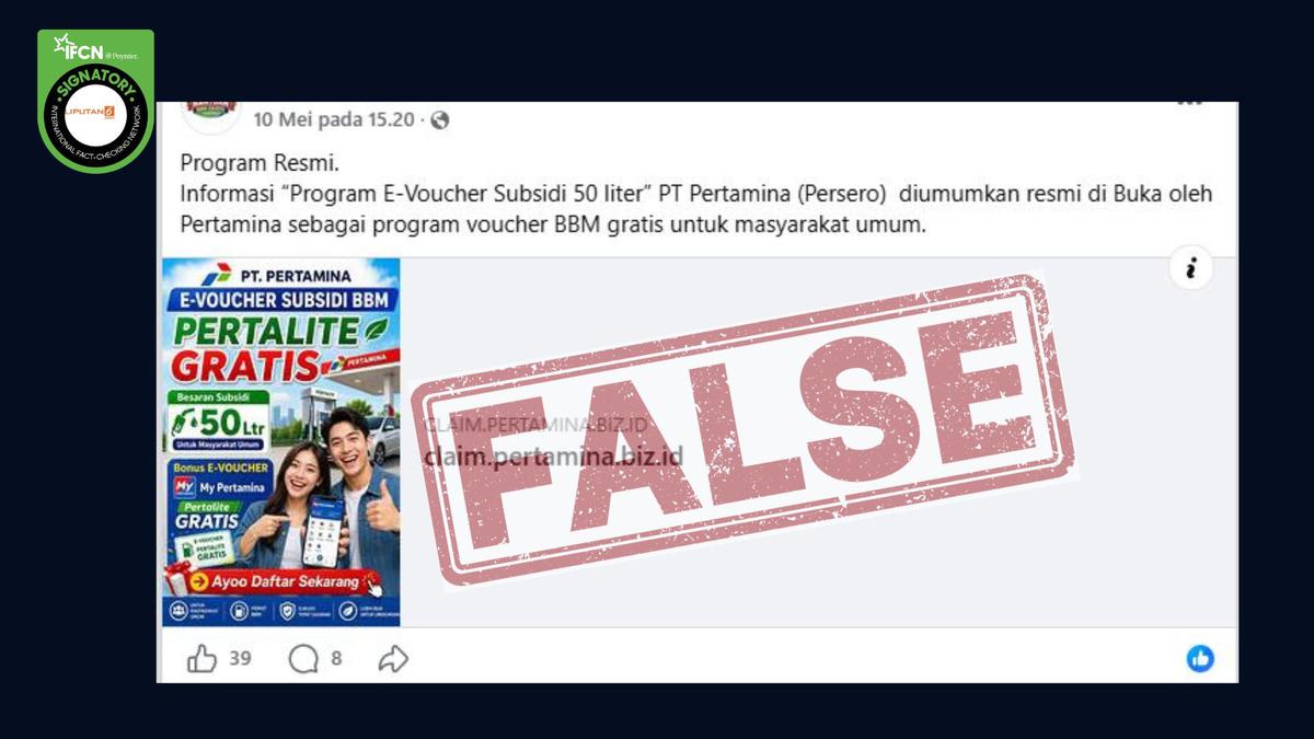 Cek Fakta: Tidak Benar Pertamina Buka Program Voucer BBM Gratis untuk Masyarakat Umum
