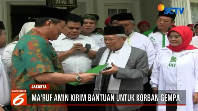 Bantuan kemanusiaan yang diberikan keluarga Ma'ruf Amin di antaranya berupa tenda, pakaian, air mineral dan bahan makanan.