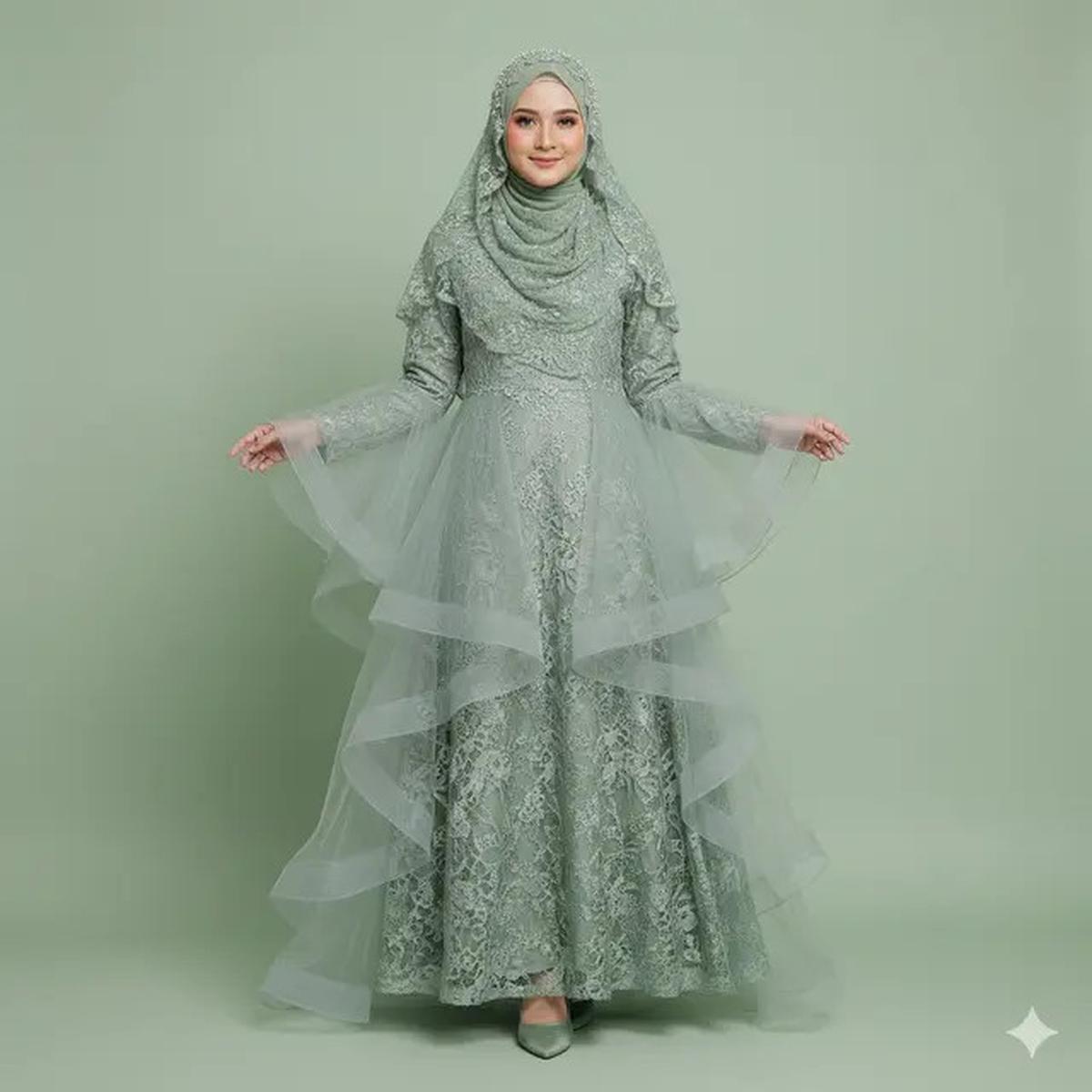 5 Gaya Hijab Islami yang Cocok Dipadukan dengan Gamis Brokat Warna Sage