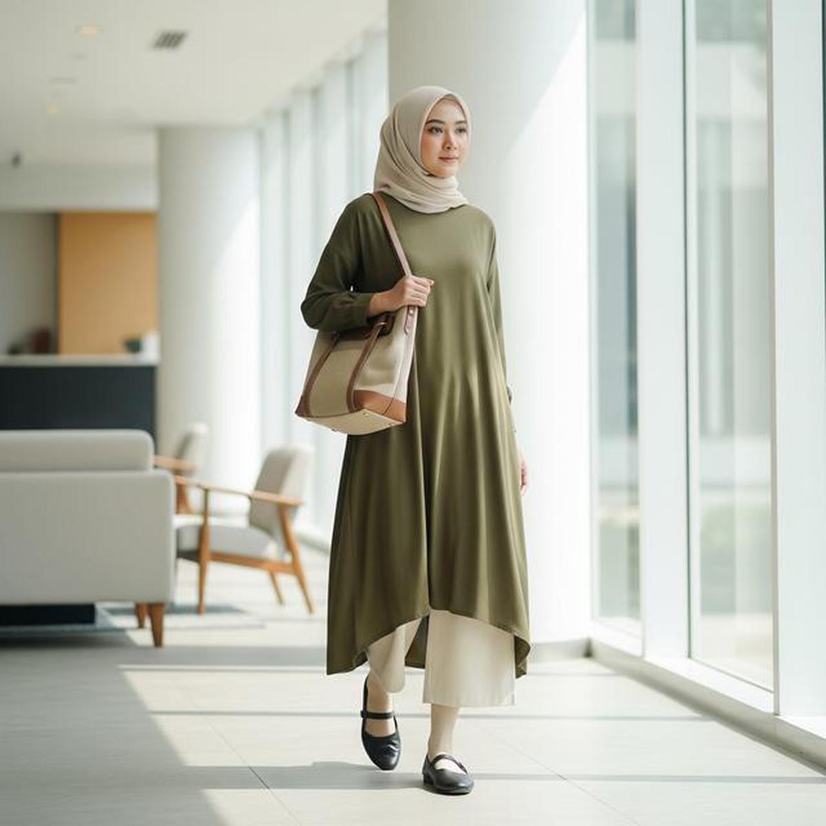 Wardrobe Gamis Kantor Minimalis, 5 Warna Aman yang Bisa Dipadu-padankan Sepekan Penuh