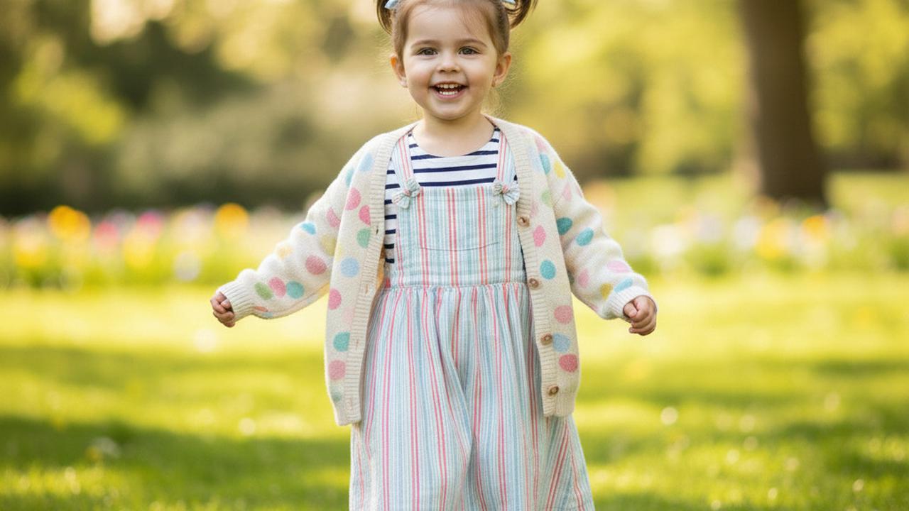 Cardigan Polkadot dan Kaos Stripe untuk Anak Usia 1-5 Tahun