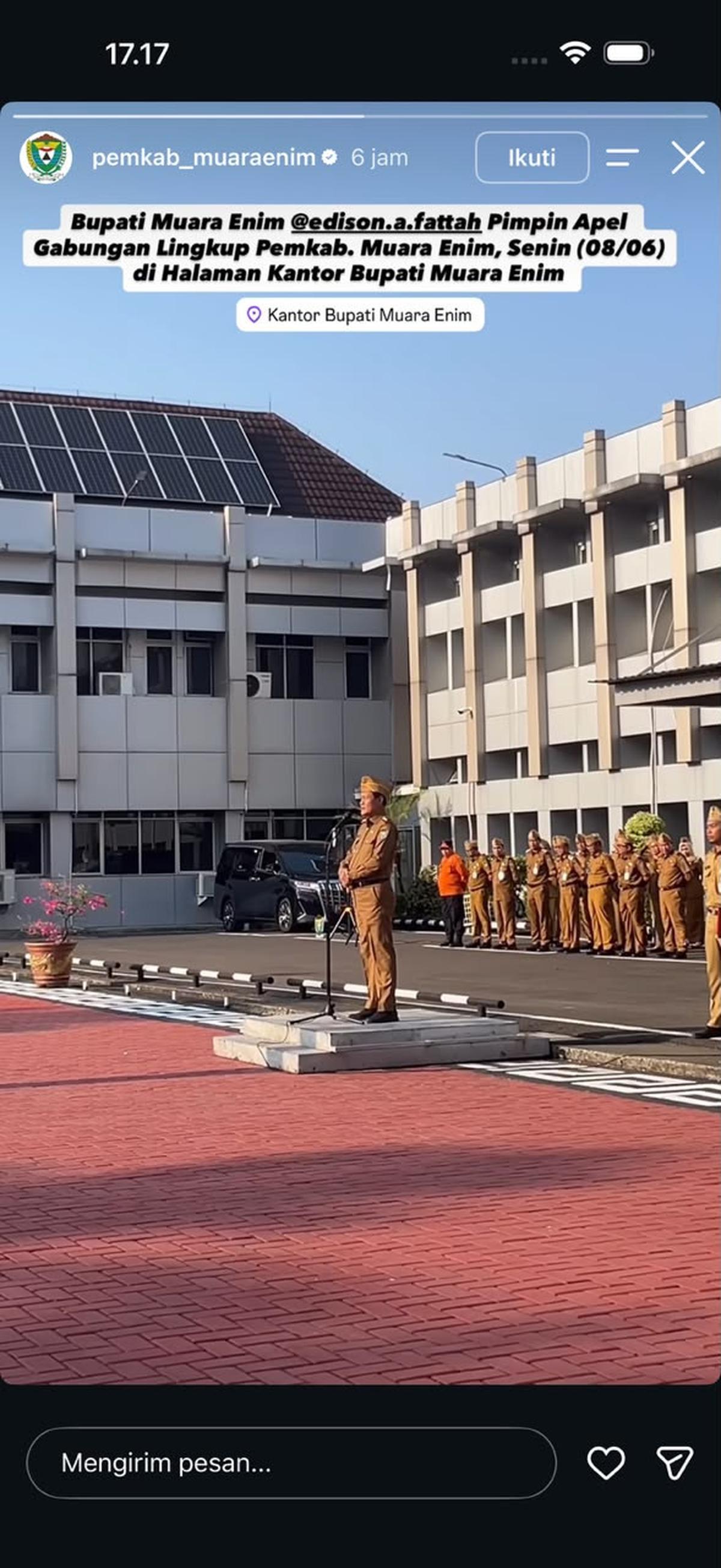Bupati muara enim pimpin apel