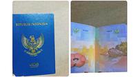 Tampilan baru paspor RI memiliki sampul depan berwarna biru dan bagian dalamnya lebih berwarna-warni. Foto: Facebook Backpacker Dunia