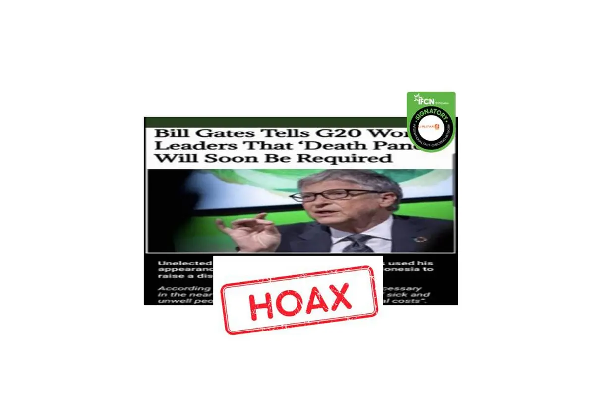 Tangkapan layar hoaks seputar Bill Gates