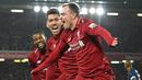 Kini The Reds memuncaki klasemen sementara dengan raihan 45 poin. Dari 17 laga yang dilakono, Liverpool sukses mengantongi 14 kemenangan dan 3 hasil imbang. (AFP/Paul Ellis)