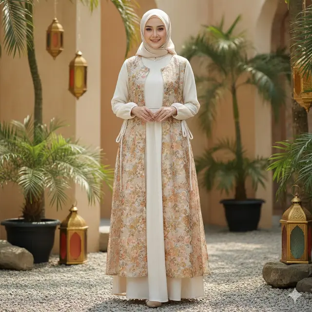 Gamis Rompi Lepas Aksen Tali (Gemini AI)